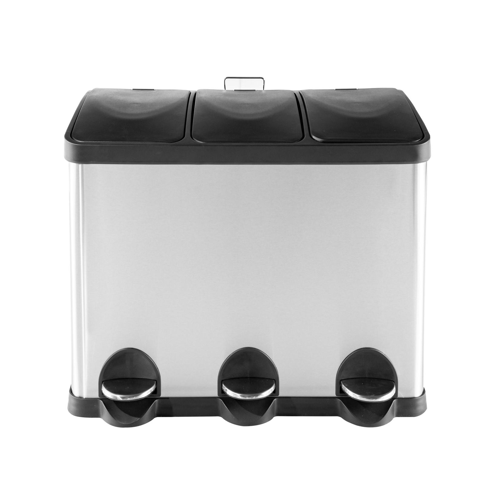 HTI-Living Mülleimer mit 3 Kammern Jannik 45 Liter Silber Schwarz