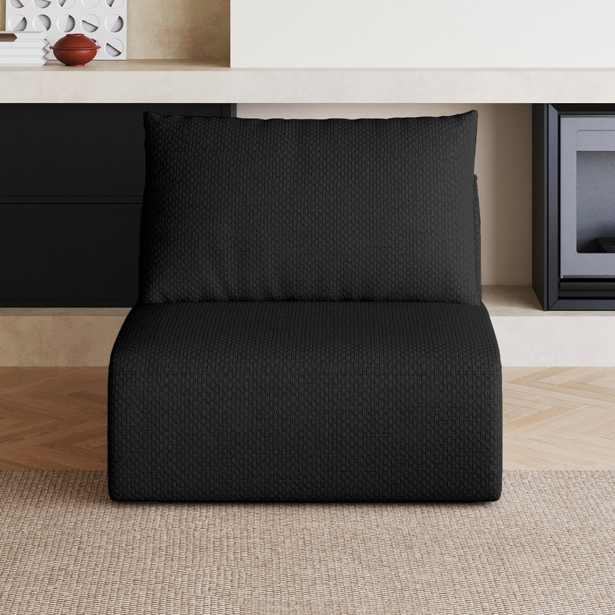 HAUSS SPOLE Fauteuil - Moderne 1-zits loungebank in stof - Zwart