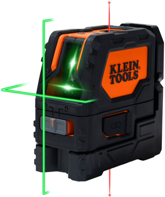 Klein Tools Laser croix vert auto-nivelant avec points de niveau batterie (93LCLGR)