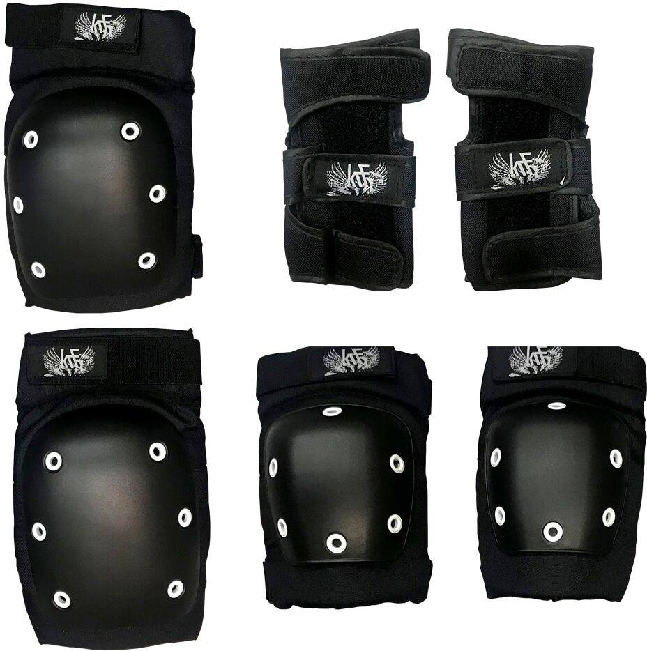 KRF Set de protecciones patinaje AGR .  (M) Negro