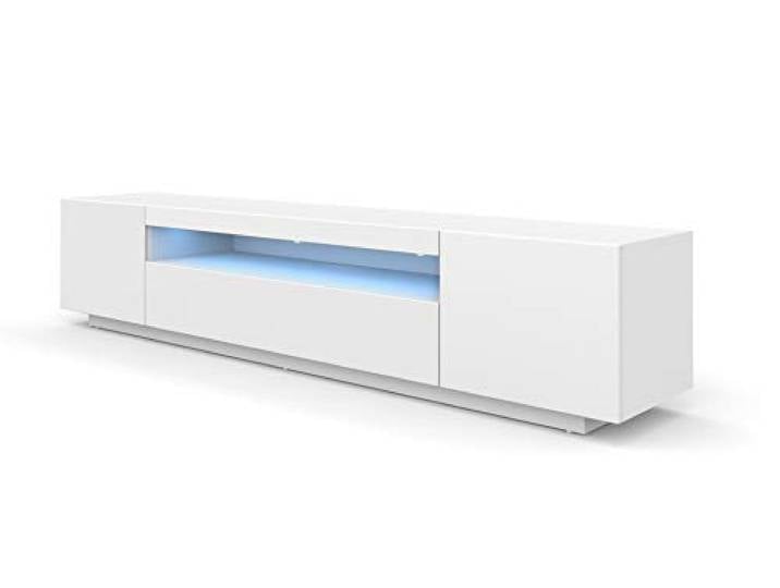 LOWBOARD 200 cm TV Schrank Solo, Unterschrank mit LED, Fernsehschrank,Hängend oder stehend, TV Board, Sideboard RTV, TV Schrank (Weiß Matt ganz)