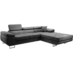 ECKSCHLAFSOFA Alons verstellbaren Kopfstützen, Grau, rechts