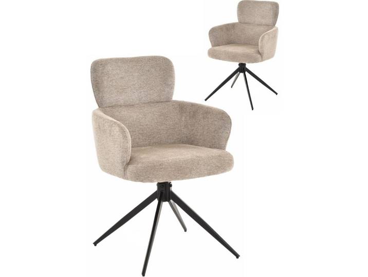 Krines Home Polsterstuhl 2x S Leon Beige (2 St), Esszimmer Drehstuhl Metallgestell Leon