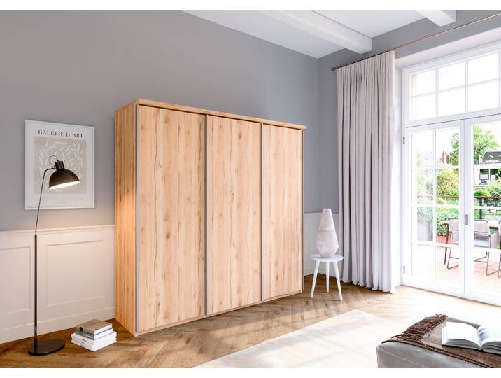 Schwebetürenschrank PRIESS Arnsberg , braun (astkernbuche), B:215cm H:211cm T:64,5cm, Holzwerkstoff, Schränke, Schwebetürenschrank