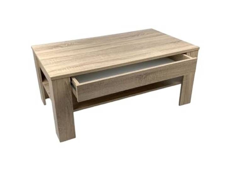 Unbekannt Couchtisch mit Schublade Wohnzimmertisch (EWA) Sonoma Eiche hell Sägerau 100 x 54x 43,5 cm