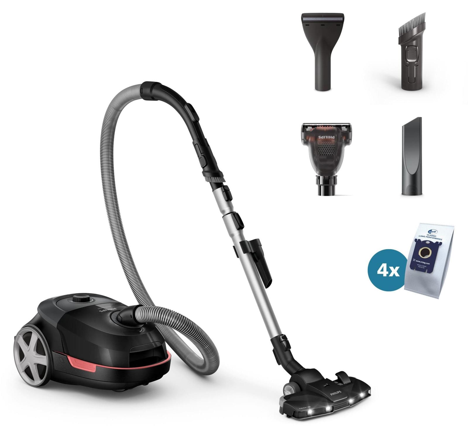 Philips 6000 Series TriActive LED XD6142/12 Stofzuiger met zak, Zwart