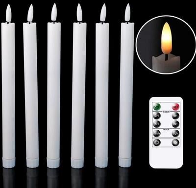 Inspired Living Remote Control Flameless LED Taper Candles Set 3 Or 6 Pieces 6.5 To 11 Inch 25.5 Cm 6 Pieces