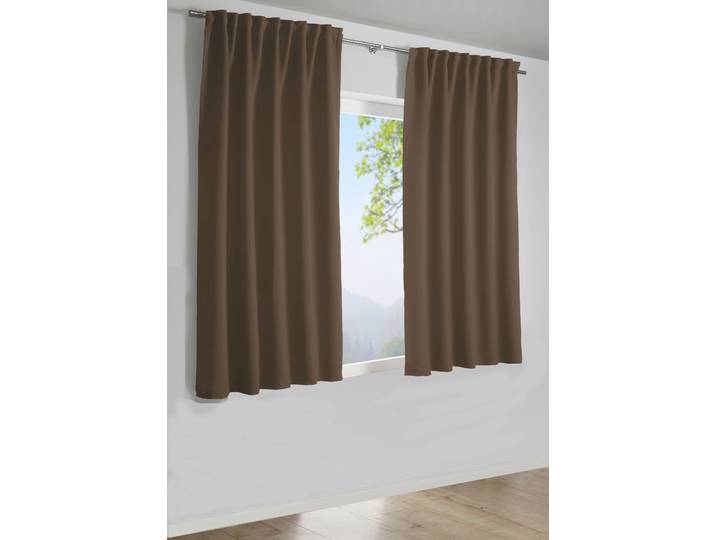Gardine SEHLBACH Schal Dimout Uni Gr. 1, braun, B:140cm H:175cm, Polyester, Gardinen, Gardine, mit Gardinenband und verdeckten Schlaufen