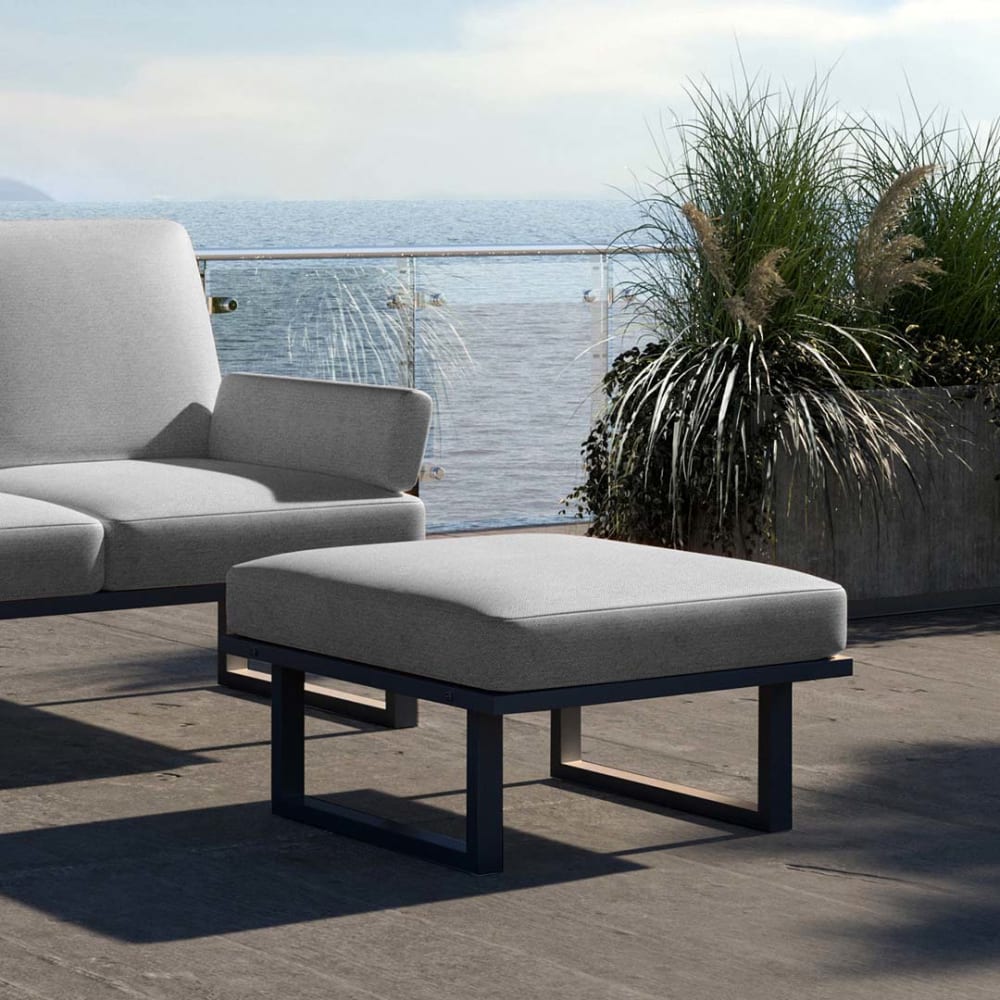 Mesonica Pouf gris clair - cadre anthracite Gris 76x40x76cm