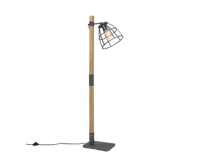 Lampadaire industriel gris foncé avec bois - Arthur