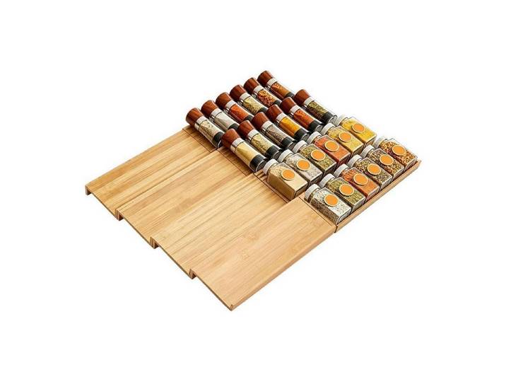 LuxusKollektion Gewürzregal Schubladen-Organizer Gewürz Holz 8 Stück 33x12cm, 8-tlg.