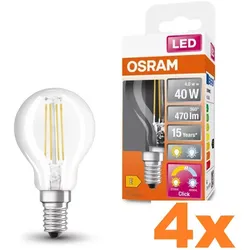 4er Pack OSRAM E14 LED STAR+ FILAMENT Lampe 4W warmweiß bis kaltweiß per Klick 4000K + 2700K