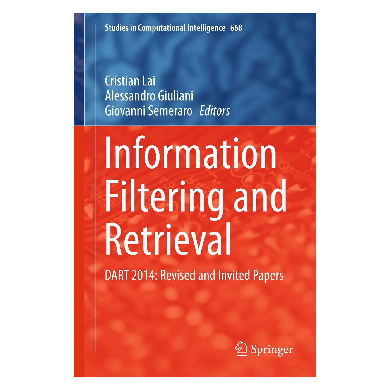 Springer Information Filtering and Retrieval (9783319461335)