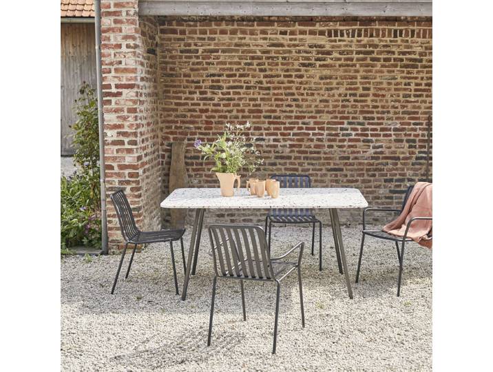 Rechteckiger Gartentisch Elio aus Premium-Terrazzo und Metall 160 cm brown - Braun