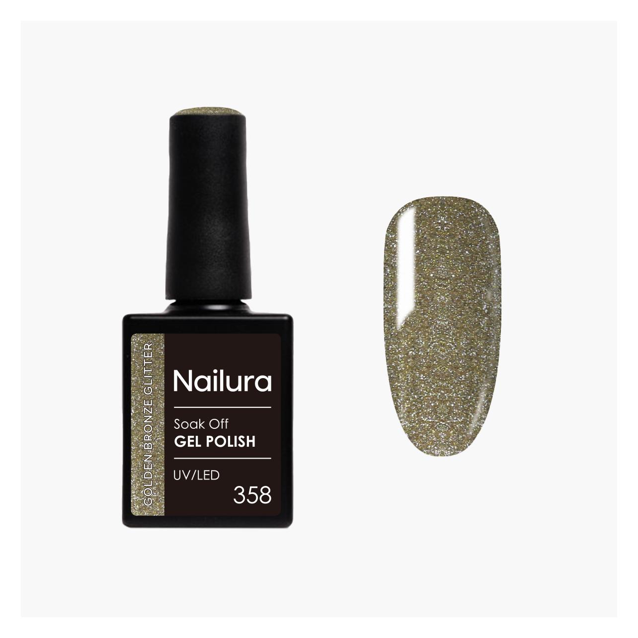 Nailura - Gel Polish 358 - Golden Bronze Glitter - 10 ml (Golden Bronze Glitter) (70377)