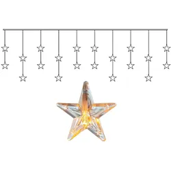 MARELIDA LED Lichtervorhang 20 leuchtende Sterne 180x40cm mit Trafo für Innen Fensterdeko