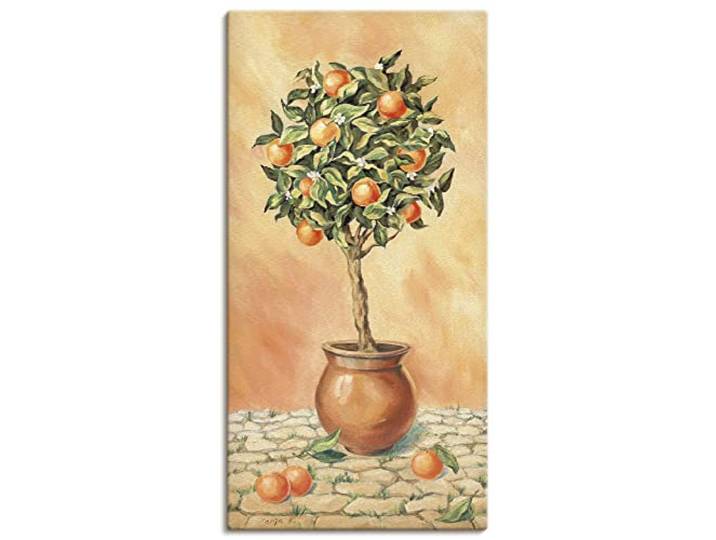 ARTLAND Wanddeko Leinwand Bilder Wandbild 50x100 cm Botanik Pflanzen Topfpflanze Malerei Orange T5HX Orangenbaum I