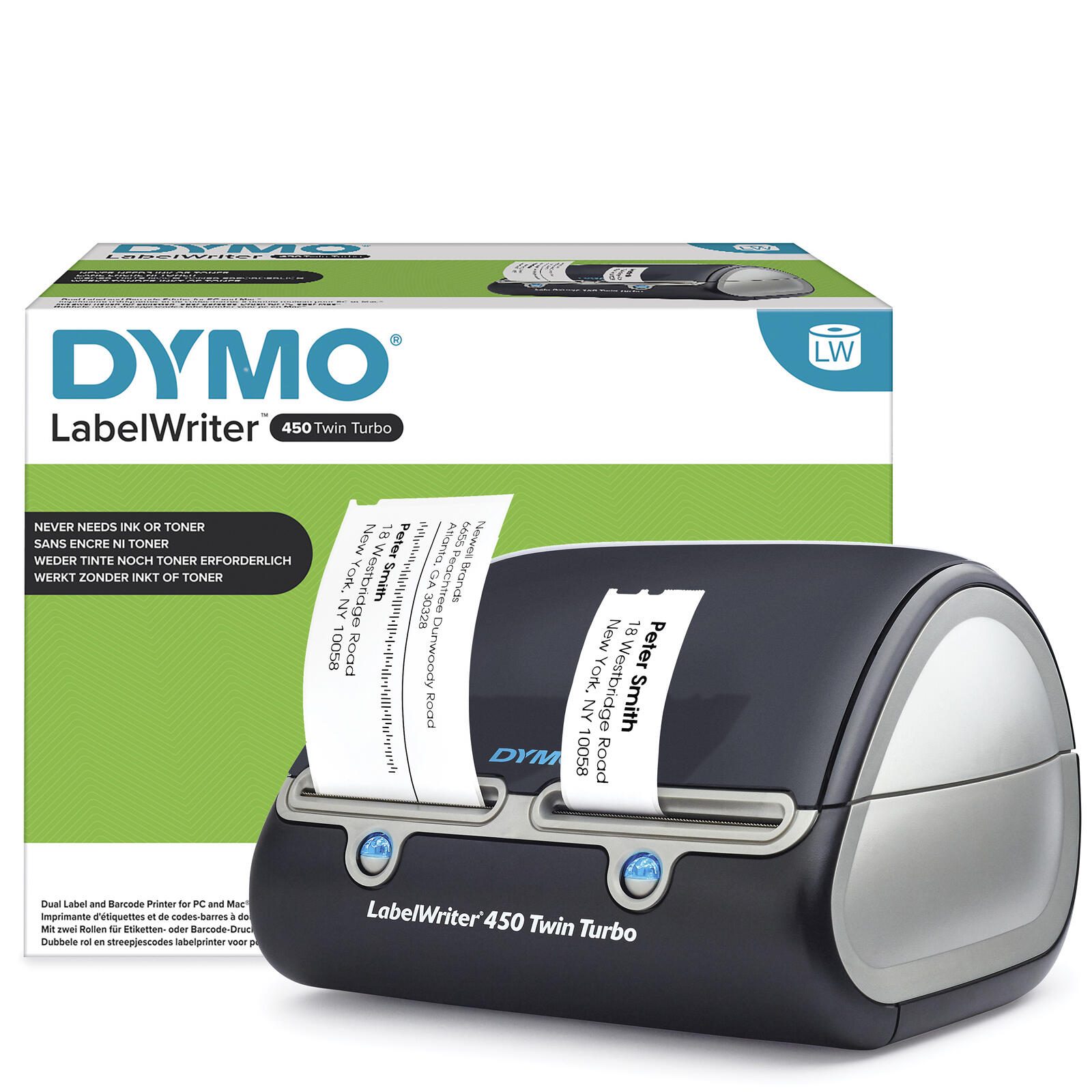 DYMO® LabelWriter 450 twin turbo, Etikettendrucker mit 2 Druckwerken für Etiketten bis 60mm Breite S0838870