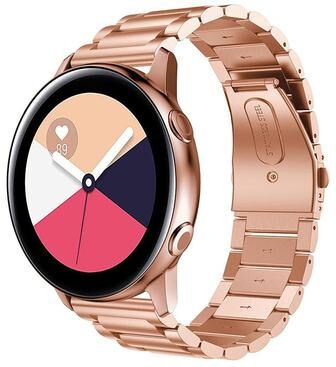 Inspired Deals Galaxy Watch Active Stainless Steel Watch Band 20mm 3 Beads Slingshot Buckle Replacement Strap rose Gold