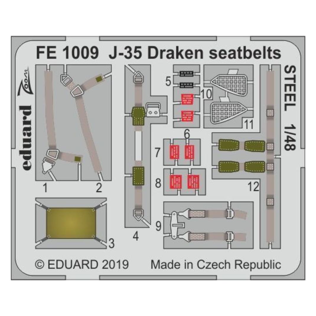 Eduard J-35 Draken seatbelts STEEL for Hasegawa (FE1009)