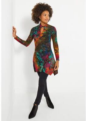 Plus Size Women's Sharkbite Keyhole Burnout Tunic by Joe Browns in Abstract Burnout (Size M)