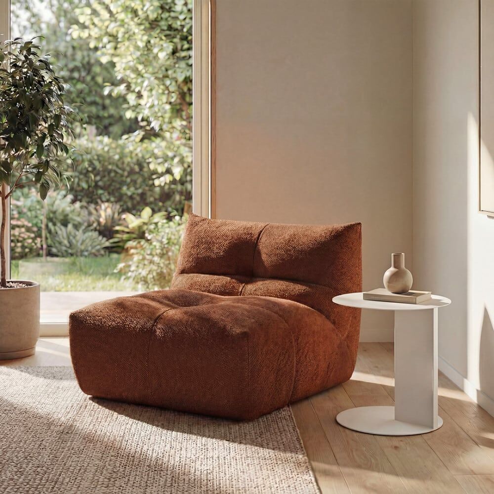 Drawer Chauffeuse compressée 1 place en tissu - rouille Orange 89x70x104cm