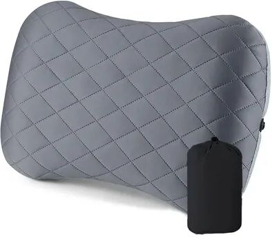 StayWell Ergonomic Inflating Camping Pillow, Travel Neck Support Cushion, Lightweight Lumbar Pillow With Soft Washable Cover black