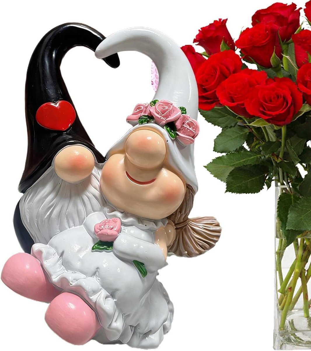 Wit Kabouter Beeldje van Hars - Decoratief Handgemaakt Figuur - Breedte: 128 cm