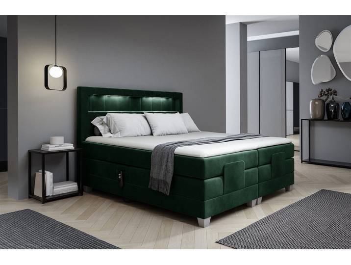 Fun Möbel Boxspringbett Schlafzimmerbett DAVIDE Elektrisch in Stoff Fresh (inkl. Topper), Matratzen elektrisch verstellbar