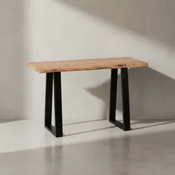 KADIMA DESIGN Landhausstil Konsolentisch Akazienholz - Vielseitig, Robuste Metallfüße, Unbehandeltes Holz, Kompakt, KADIMA DESIGN