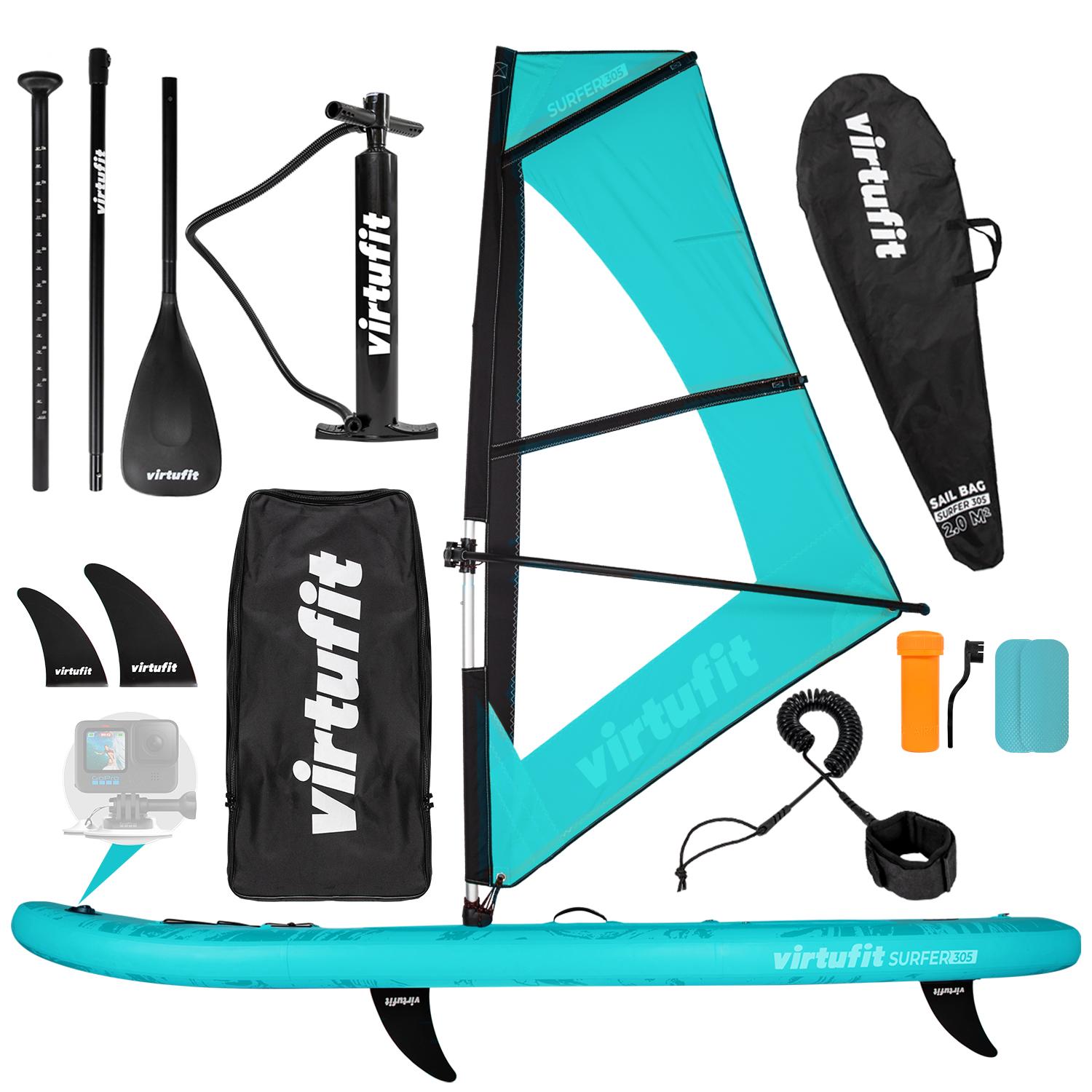 VirtuFit Surfer 305 Stand Up Paddle Board Türkis inkl. Windsurf-Set