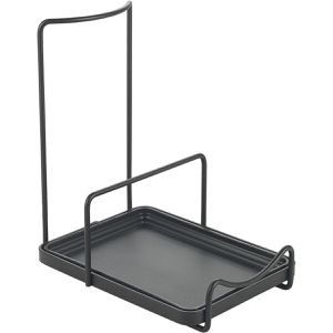 Metaltex Topfdeckelhalter Tokyo LAVA, schwarz, aus Metall, für Schrank, 12 x 17 cm, mit Löffelablage, für 1 Deckel
