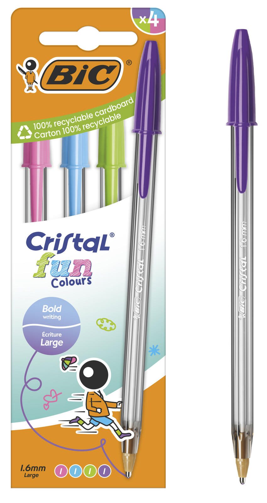BIC® Cristal Fun Kugelschreiber transparent 0.6 mm Schreibfarbe: Mehrfarbig 524173
