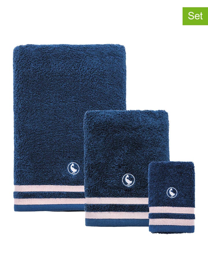El Ganso 3tlg. Handtuchset in Dunkelblau - onesize