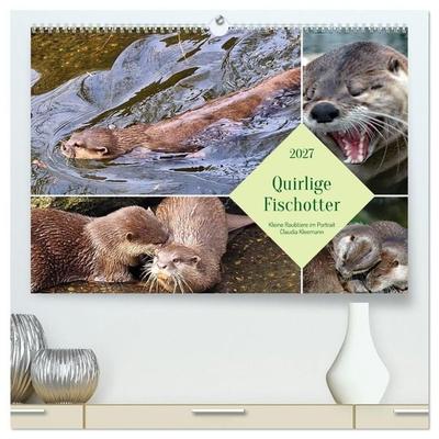Quirlige Fischotter (hochwertiger Premium Wandkalender 2027 DIN A2 quer), Kunstdruck in Hochglanz