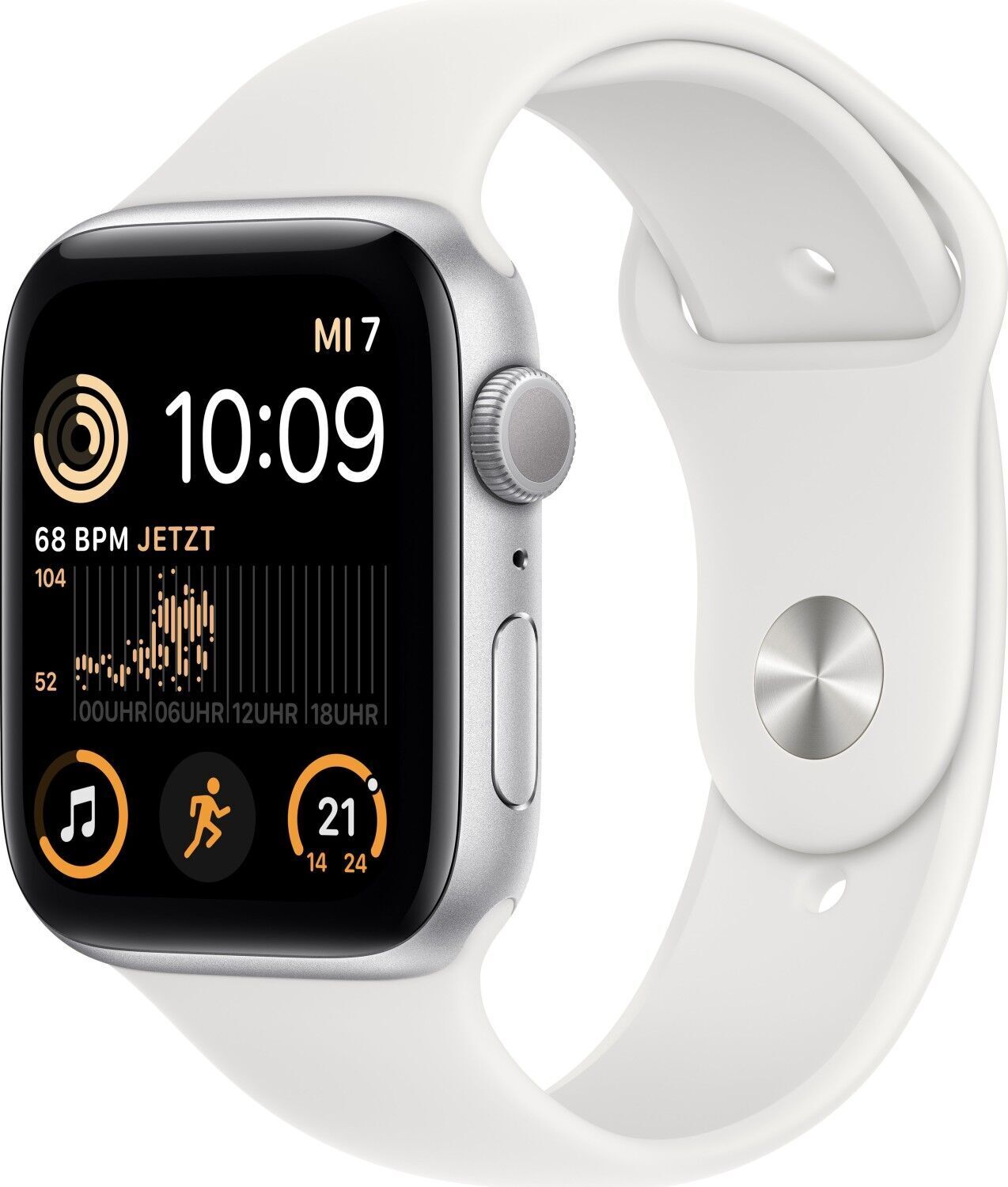 Apple Watch SE 44 mm (2022)   GPS   Silver   White Sport Band M/L - Refurbished