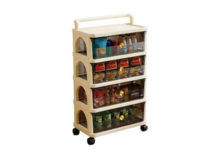 Rv2sGf3kH Küchenwagen Beweglicher, mehrstufiger Schubladen-Aufbewahrungswagen, Rollregal for Snacks und Spielzeug(Klein)