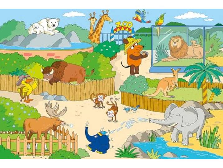 Schmidt Spiele 56349 De muis in de dierentuin, kinderpuzzel, 60 delen, kleurrijk