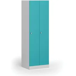 Metallspind S1, 2 Abteile, 1850 x 600 x 500 mm, Drehverschluss, grüne Tür