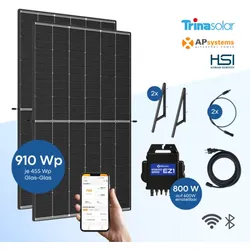 Balkonkraftwerk Trina Solar 910 Wp mit APsystems EZ1 + HSI Wandhalterung