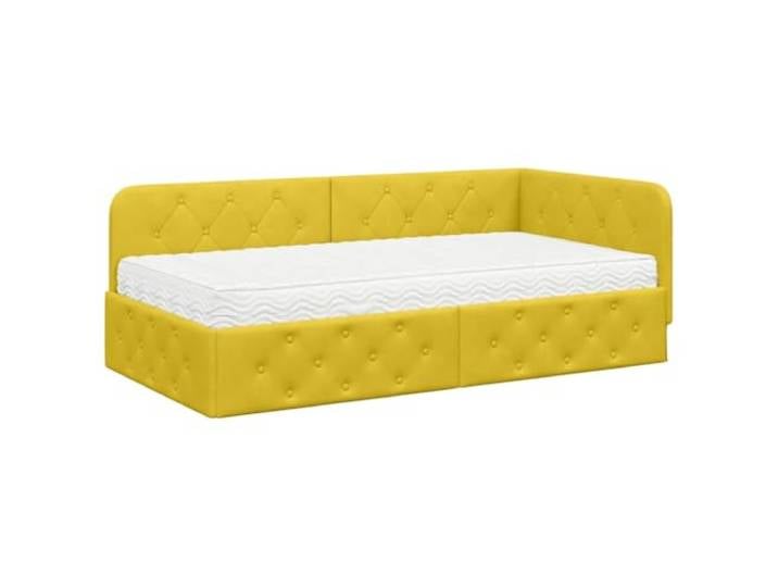 PUGYNBK Eckbett aus Samt, Gelb, 90 x 190 cm Wendbares Schlafsofa, Holzstruktur, feste Lamellen, platzsparend