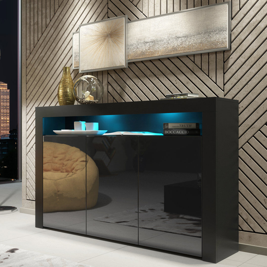 Metro Argyro 393.7 cm W Sideboard Dark Gray 233.68cm H X 393.7cm W X 101.6cm D