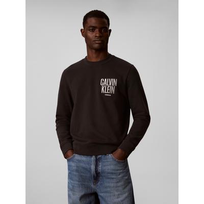 Sweatshirt CALVIN KLEIN "BOLD CALVIN KLEIN", Herren, Gr. XXL, schwarz, Sweatware, Obermaterial: 90% Baumwolle, 10% Polyester, unifarben, regular fit normal, Rundhals, eingesetzt Rippbündchen, Sweatshirts Sweatshirt, Regular fit mit Markenprint