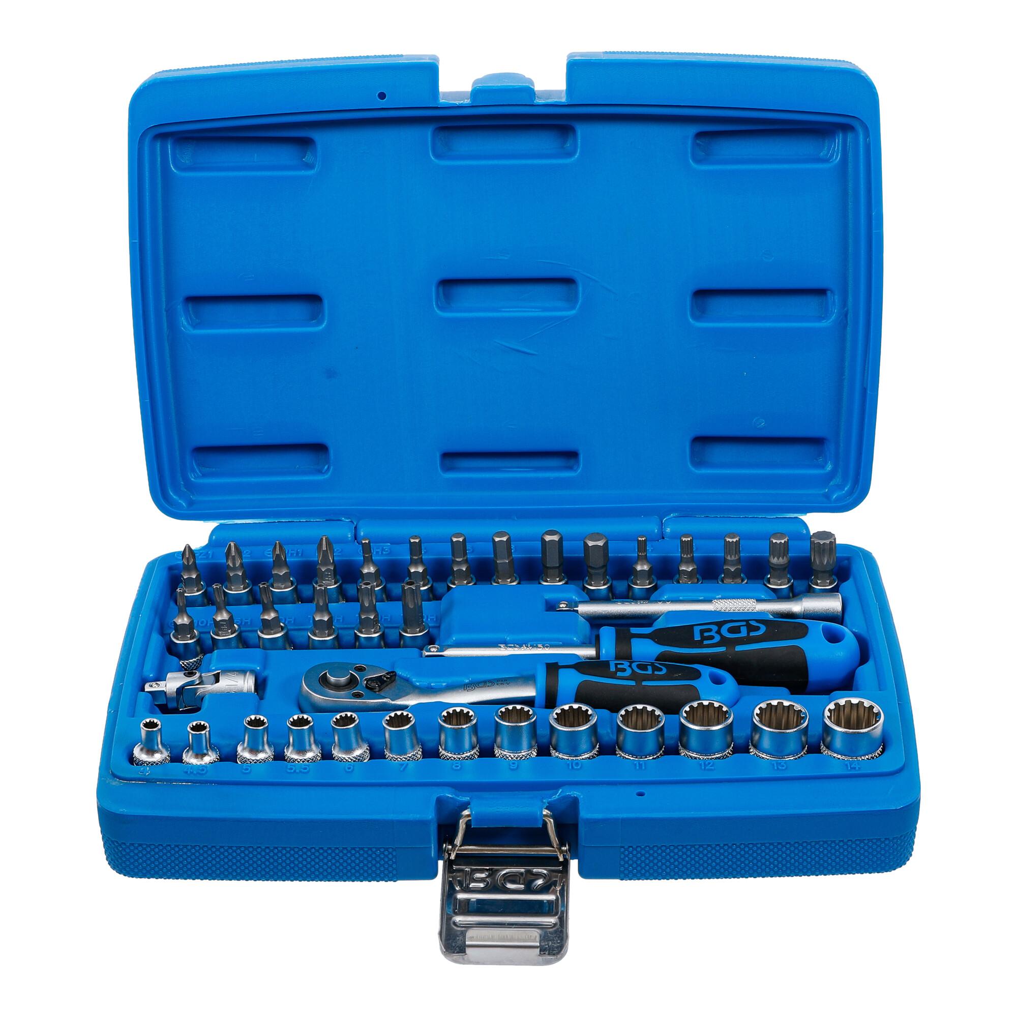 BGS Steckschlüssel-Satz Gear Lock Antrieb 6,3 mm (1/4 Zoll) 39 teilig ; BGS technic (2151)