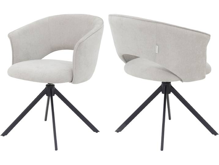 Armlehnstuhl TOM TAILOR HOME CURVY ARMCHAIR , beige (sunny sand, schwarz, schwarz, dwi 80 sunny sand), B:61,5cm H:78,5cm T:59cm, Metall, Stoff, Stühle, Armlehnstuhl, mit Armlehnen, drehbar, Rückholfunktion, Rückenausschnitt