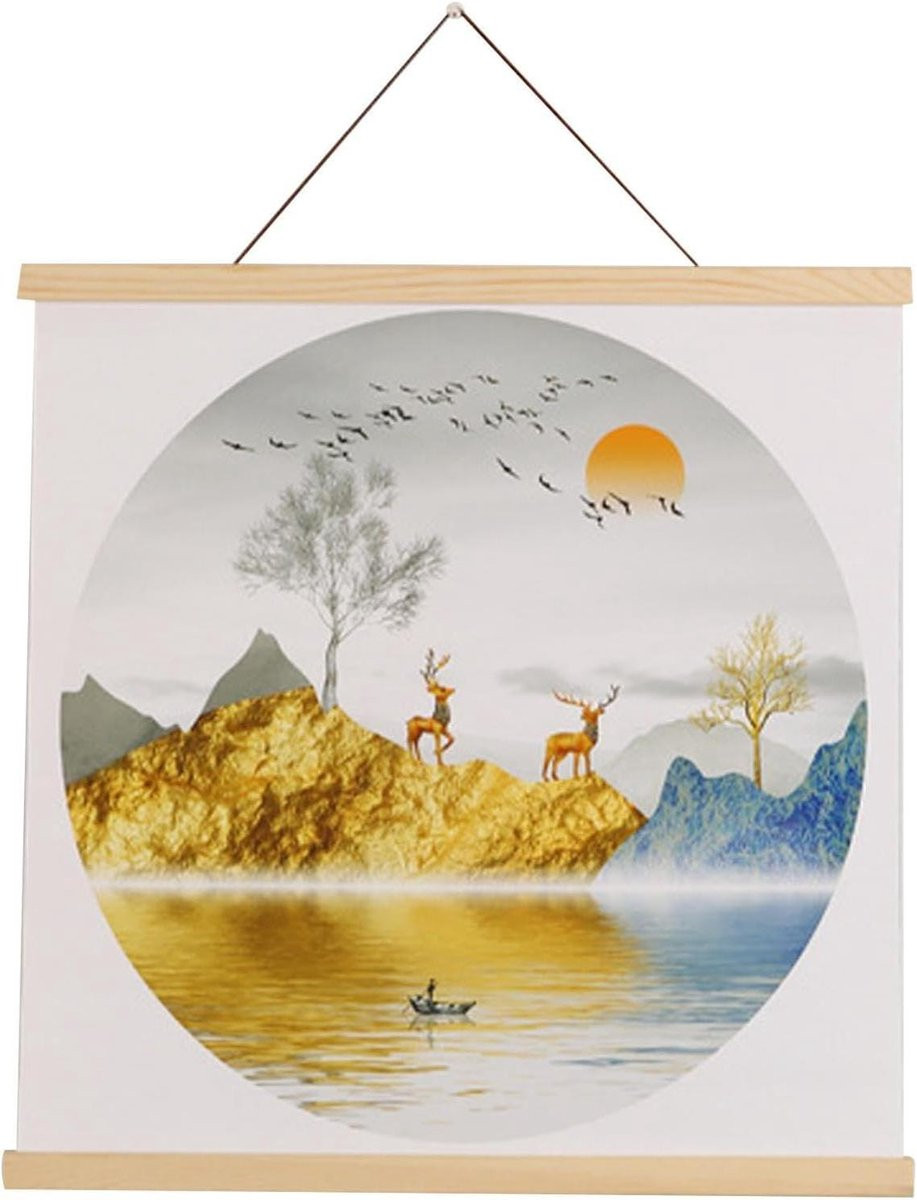 Poster Hanger Magneet Lijst van Duurzaam Dennenhout - Houtkleur - 31 cm