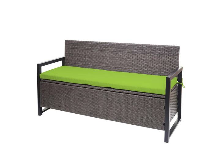 POLY-RATTAN 3ER SITZBANK Grau, Grün