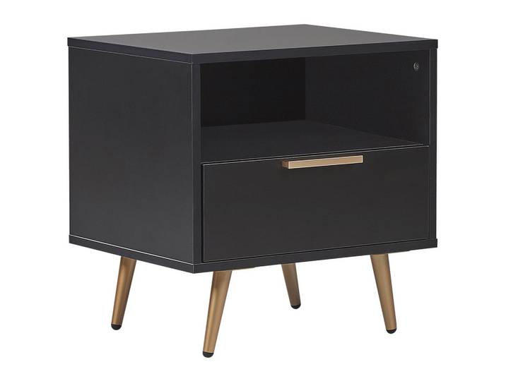 NACHTTISCH schwarz rechteckig 50/40 cm Indio