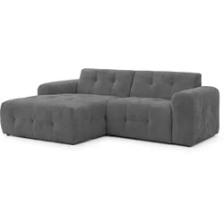 ECKSOFA Kozy im Bumpy-Design mit fester Rückenlehne aus weichem Grau Chenille-Stoff - Ottomane links