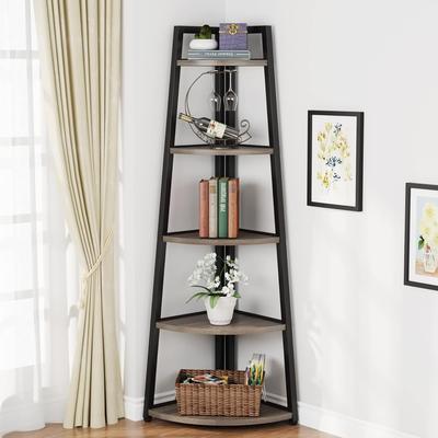 Tribesigns 70 inch Tall Corner Shelf, 5 Tier Bookshelf Bookcase, Modern Corner Ladder Shelf Plant Stand for Living Room
